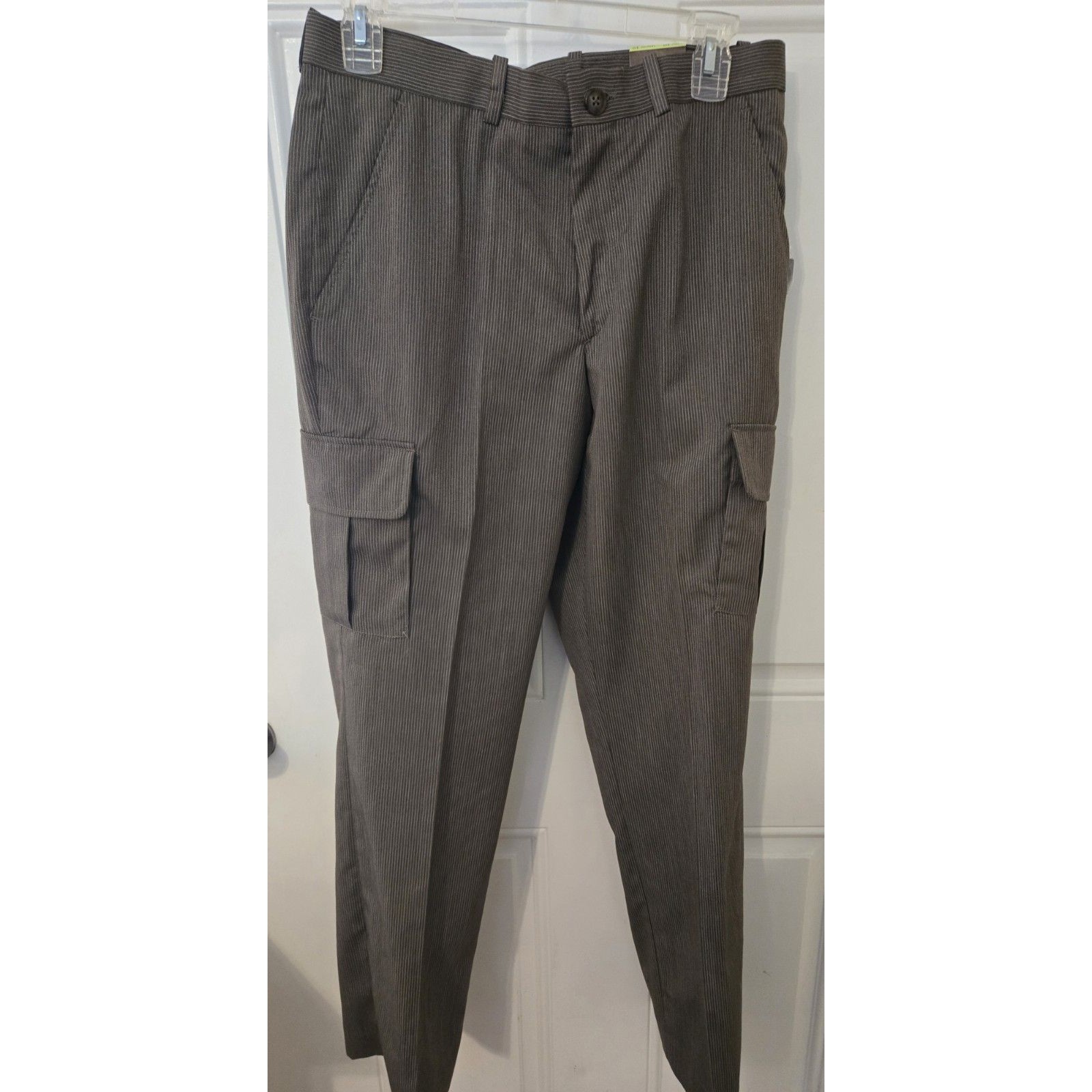 Perry Ellis Principles 30x30 Men's Brown Plaid Cargo Pockets Straight Leg Pants